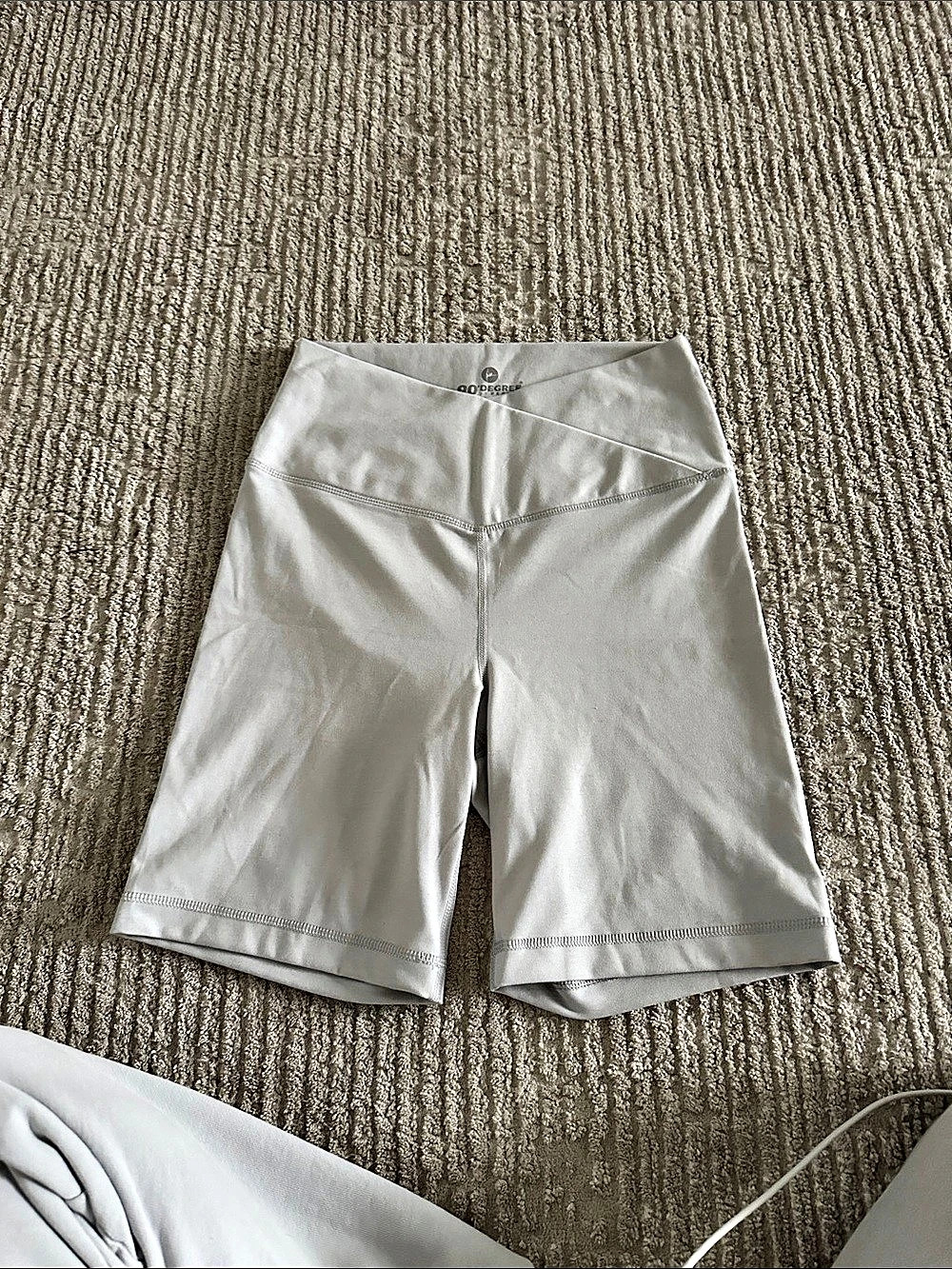 90 Degree by Reflex Lux Crossover High Waist Bike Shorts Gray